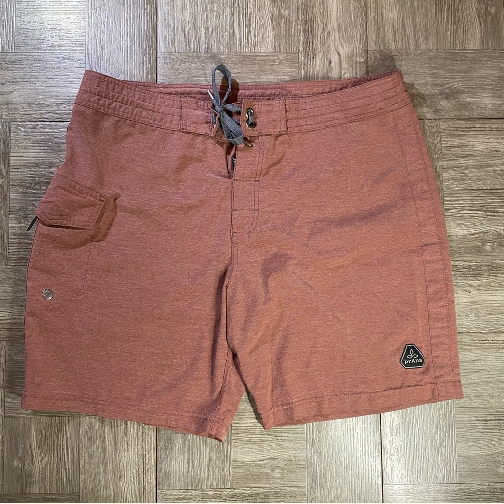 prAna Men's Board Shorts - Outdoor Drawstring/Self Fastener w Pocket - 34 x 7"